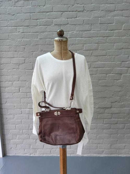 Bordeaux/bruinkleurige lederen handtas - défauts, Handtassen en Accessoires, Tassen | Damestassen, Gebruikt, Handtas, Bruin, Ophalen of Verzenden