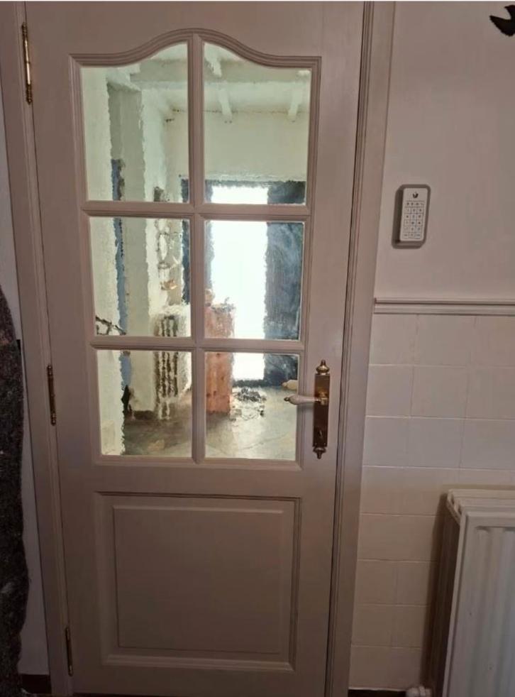 Eiken binnendeuren, Doe-het-zelf en Bouw, Deuren en Vliegenramen, Gebruikt, Binnendeur, 200 tot 215 cm, Minder dan 80 cm, Glas