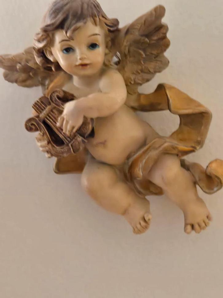 Drie antieke vergulde Engeltjes met certificaat nieuwe staat, Antiek en Kunst, Curiosa en Brocante, Ophalen of Verzenden