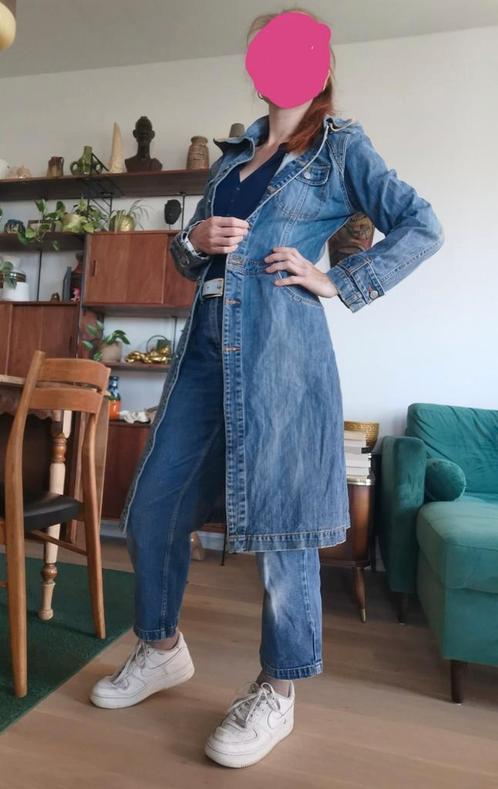 Denim jeans maxi coat jas, Kleding | Dames, Jassen | Zomer, Zo goed als nieuw, Maat 36 (S), Blauw, Verzenden