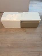 Meuble TV Ikea Besta blanc et gris brillant, Verre, 25 à 50 cm, Moins de 100 cm, 100 à 150 cm