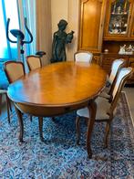 Eetkamer in massief kerselaar - Nieuwprijs €40.000, Ophalen, Gebruikt, Louis XV, 4 tot 6 stoelen