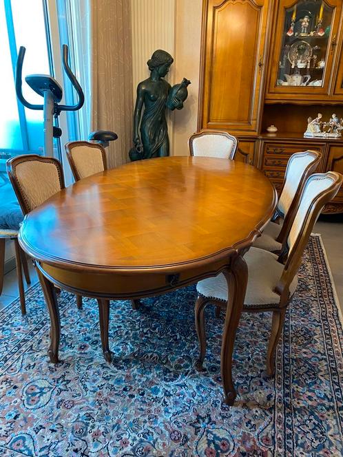 Eetkamer in massief kerselaar - Nieuwprijs €40.000, Huis en Inrichting, Complete eetkamers, Gebruikt, 4 tot 6 stoelen, Ophalen