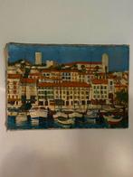 Peinture à l'huile Harbour Cote d Azur sur toile, Antiquités & Art, Enlèvement ou Envoi