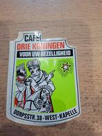 Sticker café Drie koningen West Kapelle, Verzamelen, Ophalen of Verzenden, Zo goed als nieuw, Bedrijf of Vereniging