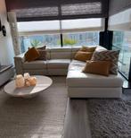 Lederen hoeksalon met uitschuifbaar gedeelte en losse poef, Huis en Inrichting, Ophalen, Leer