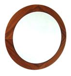 Vintage teak spiegel palissander wandspiegel hout rond, Huis en Inrichting, Woonaccessoires | Spiegels, Ophalen of Verzenden, Gebruikt