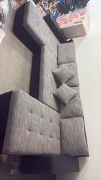 Hoekbank grijs velvet fluweel hoeksalon met kussens, Huis en Inrichting, Ophalen, Gebruikt, Stof