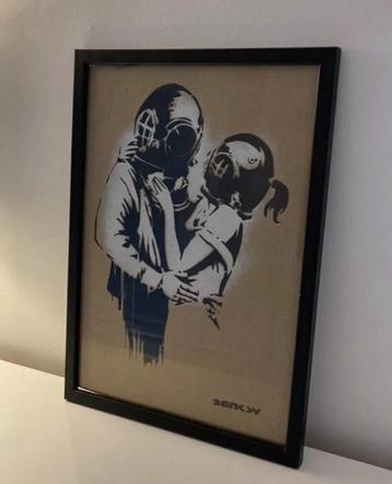 BANKSY: werk met de hand genummerd. Ingelijst verkocht beschikbaar voor biedingen