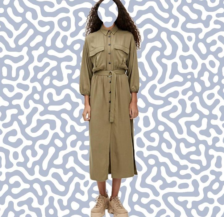 Light comfortable shirt dress with belt (size S/M) new, Kleding | Dames, Jurken, Nieuw, Maat 38/40 (M), Groen, Onder de knie, Ophalen of Verzenden