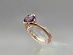 Gouden Vintage solitaire ring edelsteen amethist. 2024/216, Paars, Ophalen of Verzenden, Zo goed als nieuw, 17 tot 18