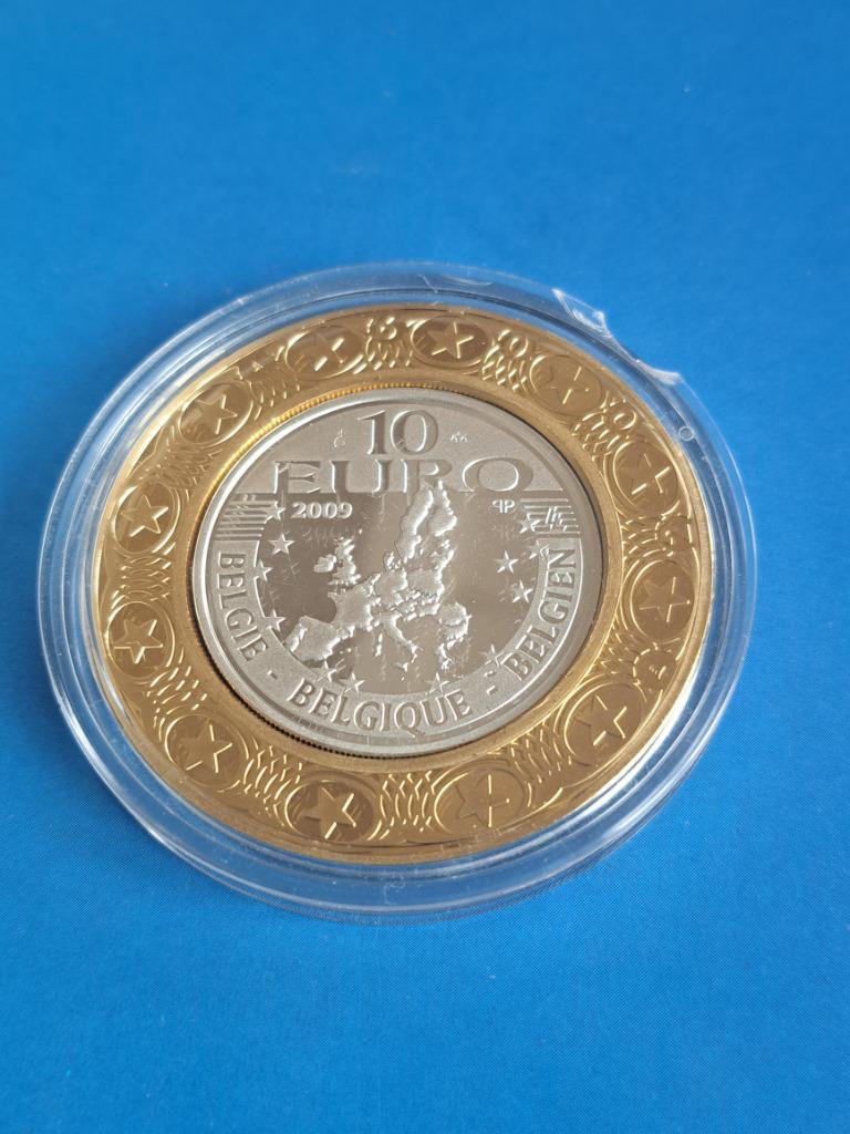 ② 2009 Belgique 10 euro (Collection KNM) tranche plaquée or — Monnaies