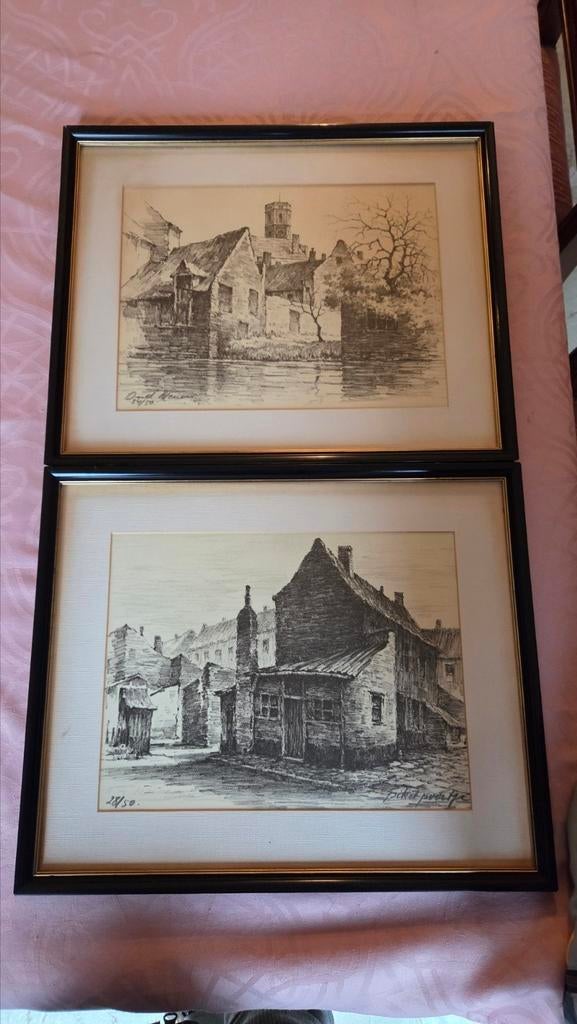 Litho/ pentekening Menen, Antiek en Kunst, Kunst | Tekeningen en Fotografie, Ophalen