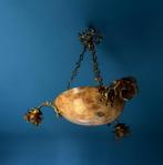 Antieke bol-luster - albast - glazen lampenhouders (bloemen), Ophalen