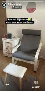 Fauteuil ikea gris blanc matt état neuf / Article vendu ✅️, Ophalen, Nieuw, Hout