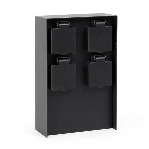 Buitenstopcontact | Breed zwart | 4-voudig, Huis en Inrichting, Woonaccessoires | Zuilen en Pilaren, Nieuw, Ophalen of Verzenden