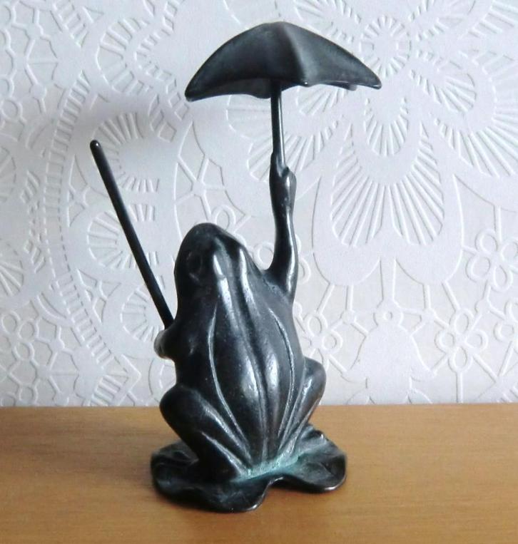 Beeld: Dolfijn - (klim)Kikker - Krab - Inktvis - Snip enz, Antiquités & Art, Art | Sculptures & Bois