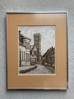 Ets kerktoren Steendorp, Antiek en Kunst, Kunst | Etsen en Gravures, Ophalen