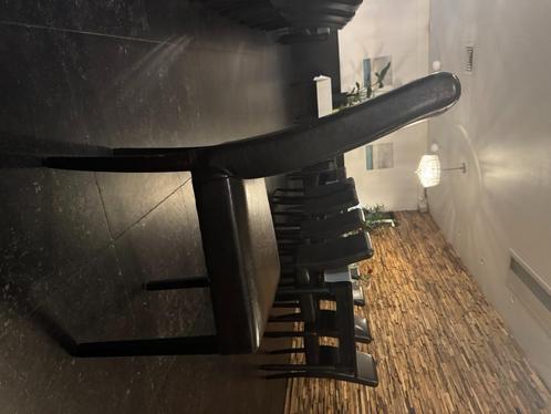 Stoelen, Huis en Inrichting, Stoelen, Gebruikt, Vijf, Zes of meer stoelen, Hout, Leer, Zwart, Ophalen