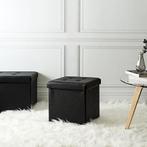 Pouf | boîte de rangement | LIVRAISON GRATUITE, HOME DECO FACTORY, -, -, Noir