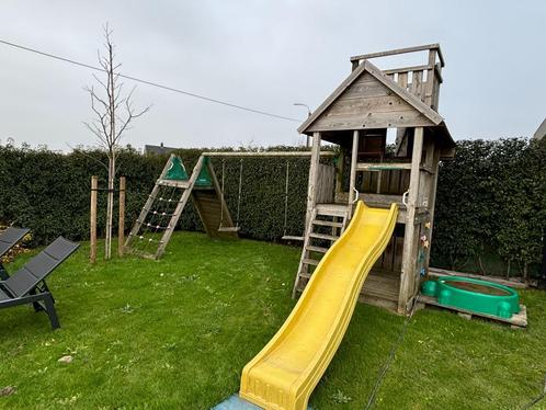 Speelplein met schommels en glijbaan, Kinderen en Baby's, Speelgoed | Buiten | Speeltoestellen, Gebruikt, Glijbaan, Klimnet, Schommel