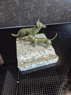 Bronzen honden op marmer, Antiek en Kunst, Ophalen of Verzenden