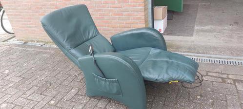 Fauteuil inclinable électrique/fauteuil en cuir vert foncé, Maison & Meubles, Fauteuils, Comme neuf, Cuir, 50 à 75 cm, Moins de 75 cm