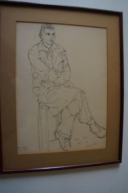 MARCEL COCKX (1930-2007) pentekening figuur Van Laere 1951, Antiek en Kunst, Kunst | Tekeningen en Fotografie, Ophalen