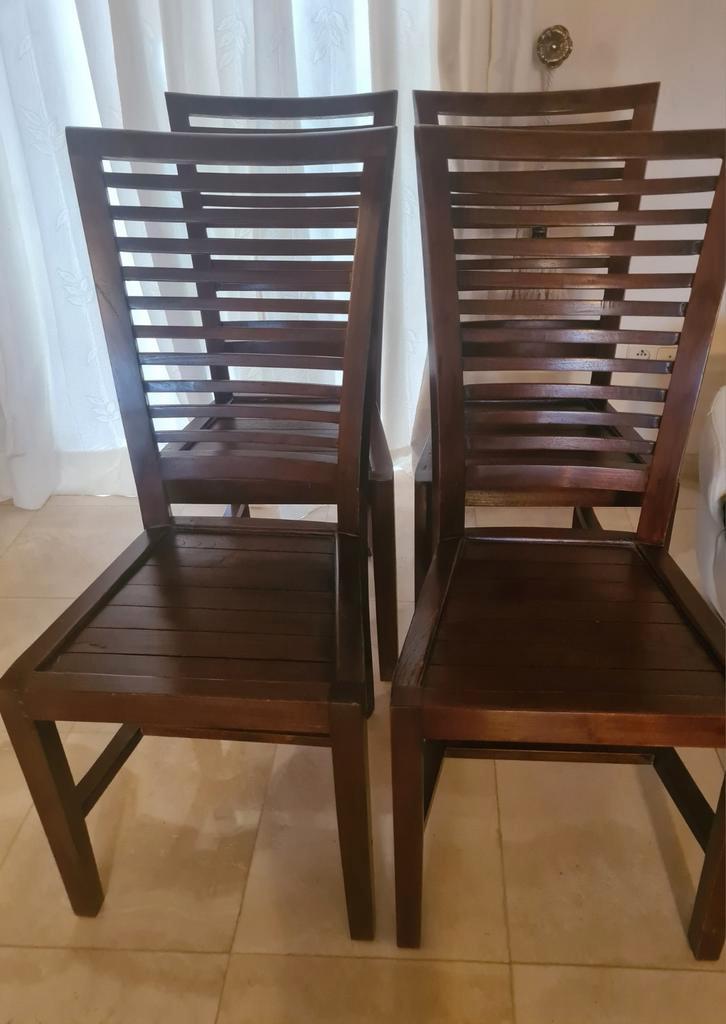 6 massieve stoelen, bruin, Huis en Inrichting, Stoelen, Gebruikt, Bruin, Ophalen