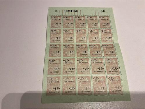 Fiscale zegels - 1 Franc in VOLLEDIG VEL van 25, Postzegels en Munten, Postzegels | Europa | België, Ophalen of Verzenden