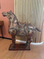 Bruin houten paard - 1m15 hoog, Antiek en Kunst, Curiosa en Brocante, Ophalen