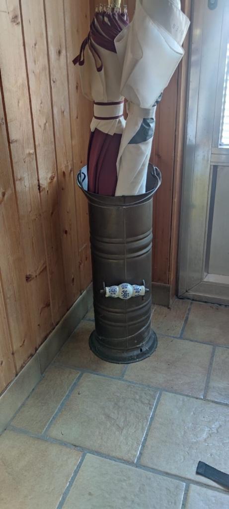 Koperen paraplubak met Delftsblauw handvat, Huis en Inrichting, Woonaccessoires | Paraplubakken, Gebruikt, Ophalen