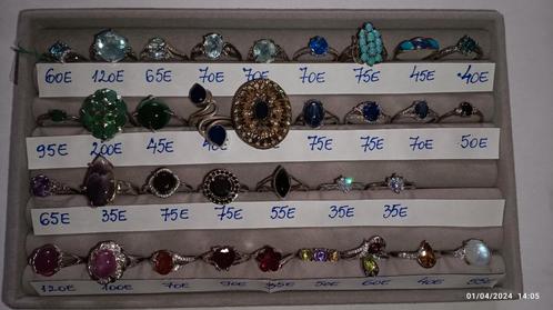 Sterling zilveren ringen met verschillende fijne stenen, Handtassen en Accessoires, Ringen, Nieuw, Dame, Zilver, Zilver, Met edelsteen