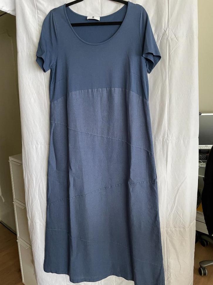 Lange jurk Anna Aura - Mt 42, Kleding | Dames, Jurken, Gedragen, Maat 42/44 (L), Blauw, Onder de knie, Ophalen of Verzenden