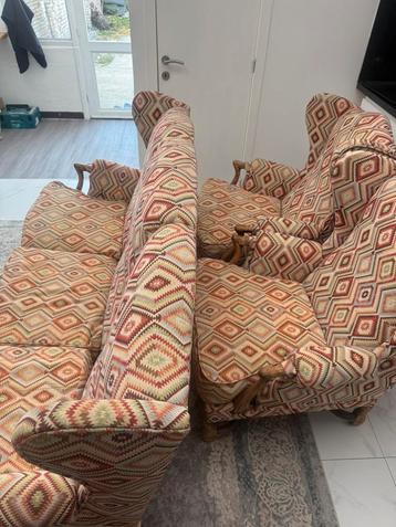 vintage 3-zit zetel en 2 zetels te koop  beschikbaar voor biedingen