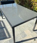 Tuintafel met glazen tafelblad, Tuin en Terras, Ophalen, Gebruikt, Rechthoekig, Aluminium