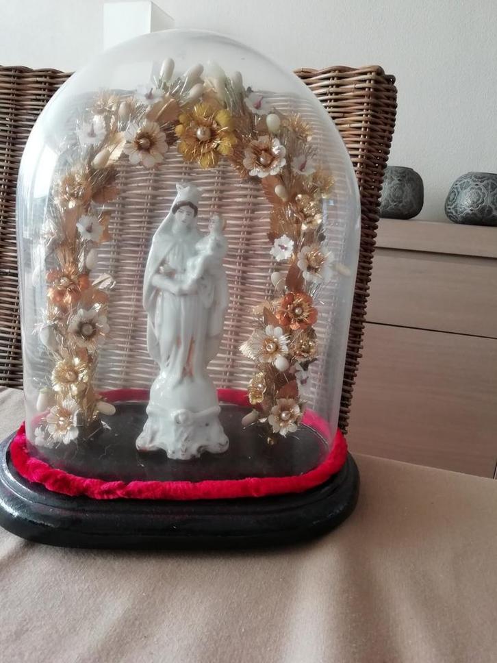 MARIA MET KIND. PORSELEIN ONDER MONDGEBLAZEN STOLP 19DE EEUW, Antiek en Kunst, Antiek | Religieuze voorwerpen, Ophalen of Verzenden