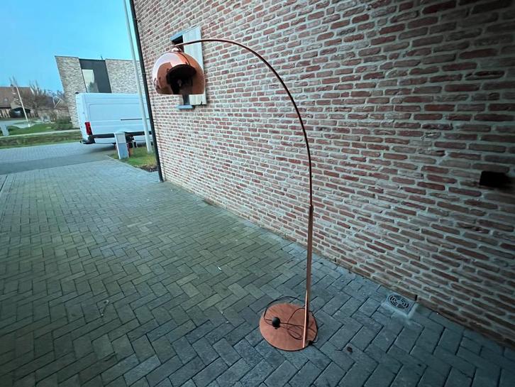 Zuiver / koperen booglamp, Huis en Inrichting, Lampen | Vloerlampen, Gebruikt, 200 cm of meer, Metaal, Ophalen