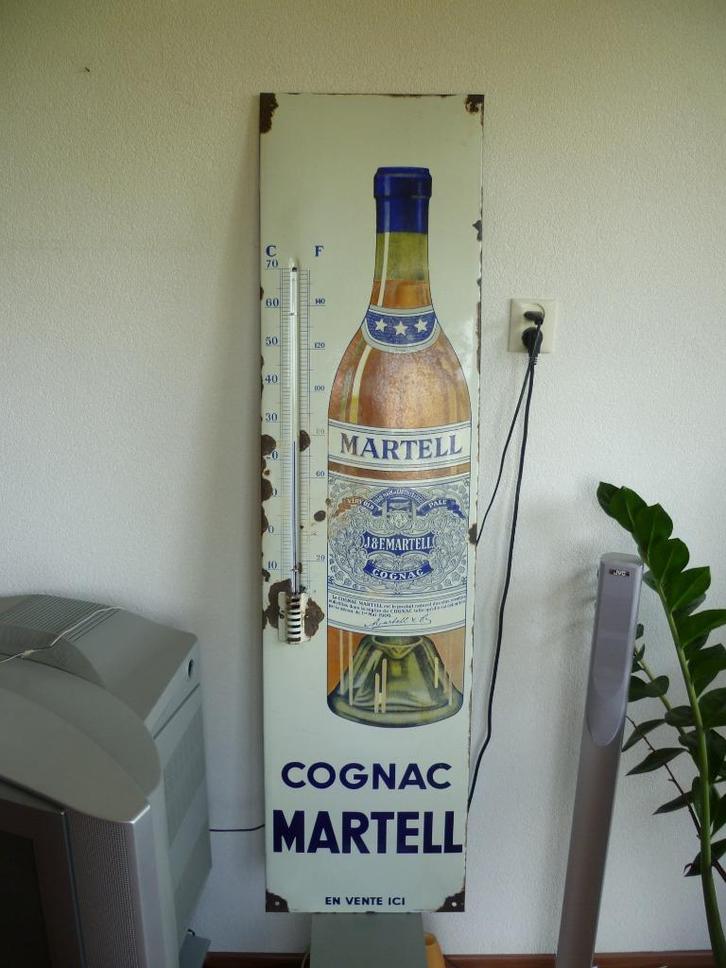 EMAILLE THERMOMETER"MARTELL COGNAC"UIT JAREN 30/40, Verzamelen, Merken en Reclamevoorwerpen, Gebruikt, Reclamebord, Ophalen