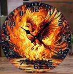 Horloge murale ronde en bois Phoenix in Flames (25 cm), Enlèvement ou Envoi, Neuf, Horloge murale