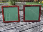 Lot de 2 cadres en plaquage d'acajou 17X17 cm, Ophalen of Verzenden, Gebruikt