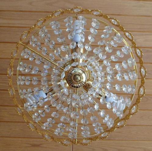 Kristallen kroonluchter diameter 34 cm., Huis en Inrichting, Lampen | Kroonluchters, Zo goed als nieuw, Glas, Metaal, Ophalen