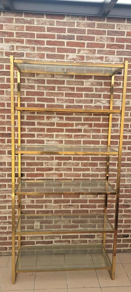 Vintage goudkleurige vitrinekast, Huis en Inrichting, Kasten | Stellingkasten, Gebruikt, Ophalen