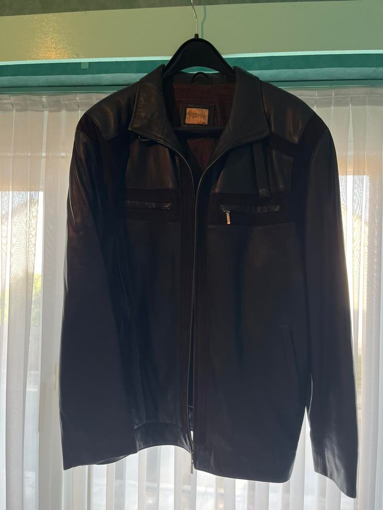 Lederen jas, Kleding | Heren, Jassen | Zomer, Ophalen, Zo goed als nieuw, Maat 56/58 (XL)
