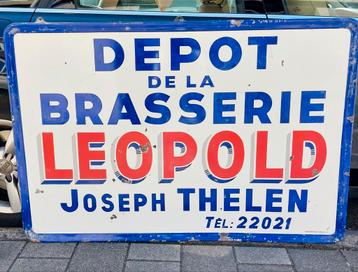 plaque émaillée XXL Brasserie Leopold Emaillerie Belge