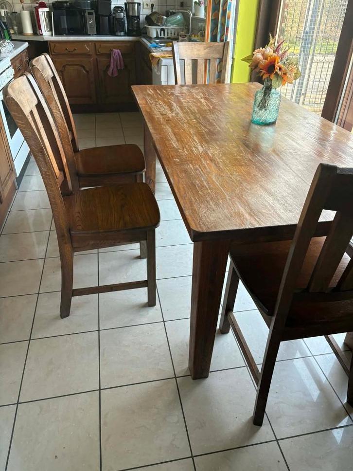 table en chène salle a manger, Huis en Inrichting, Tafels | Eettafels, Gebruikt, 200 cm of meer, 200 cm of meer, Rechthoekig, Eikenhout