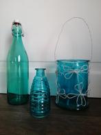 Belle grande bouteille bleue, vase.., Maison & Meubles, Comme neuf, Enlèvement ou Envoi