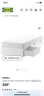 Lit 1personne Ikea Nordli blanc avec tiroirs de rangement et, Maison & Meubles, Chambre à coucher | Lits, 90 cm, Une personne