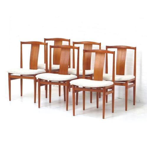 Ensemble de 6 chaises de salle à manger vintage en teck desi, Maison & Meubles, Chaises, Comme neuf, Cinq, Six Chaises ou plus