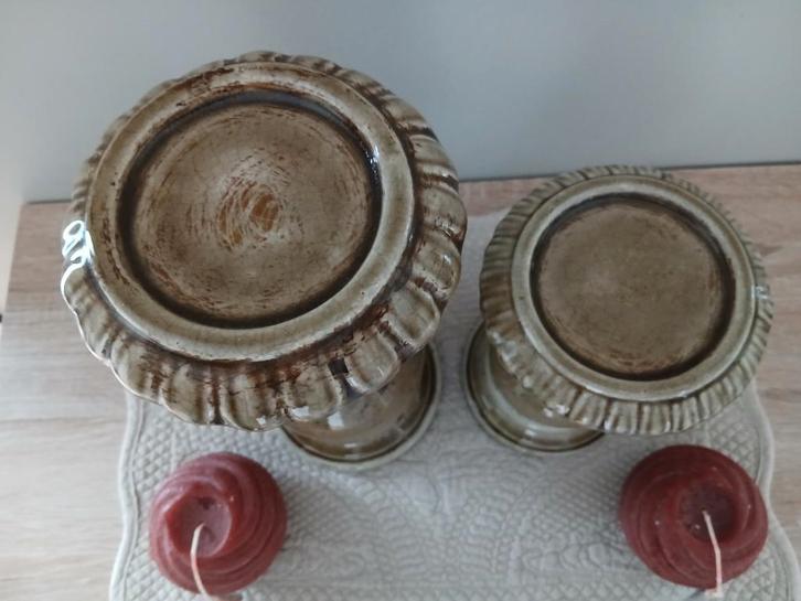 2 decoratieve staanders met kaarsen, Maison & Meubles, Accessoires pour la Maison | Bougeoirs & Bougies, Neuf, 25 à 50 cm, Beige